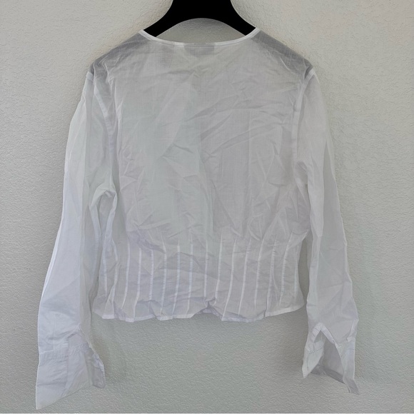 Valerie Button Down Cropped White Cotton Shirt - Picture 4 of 4
